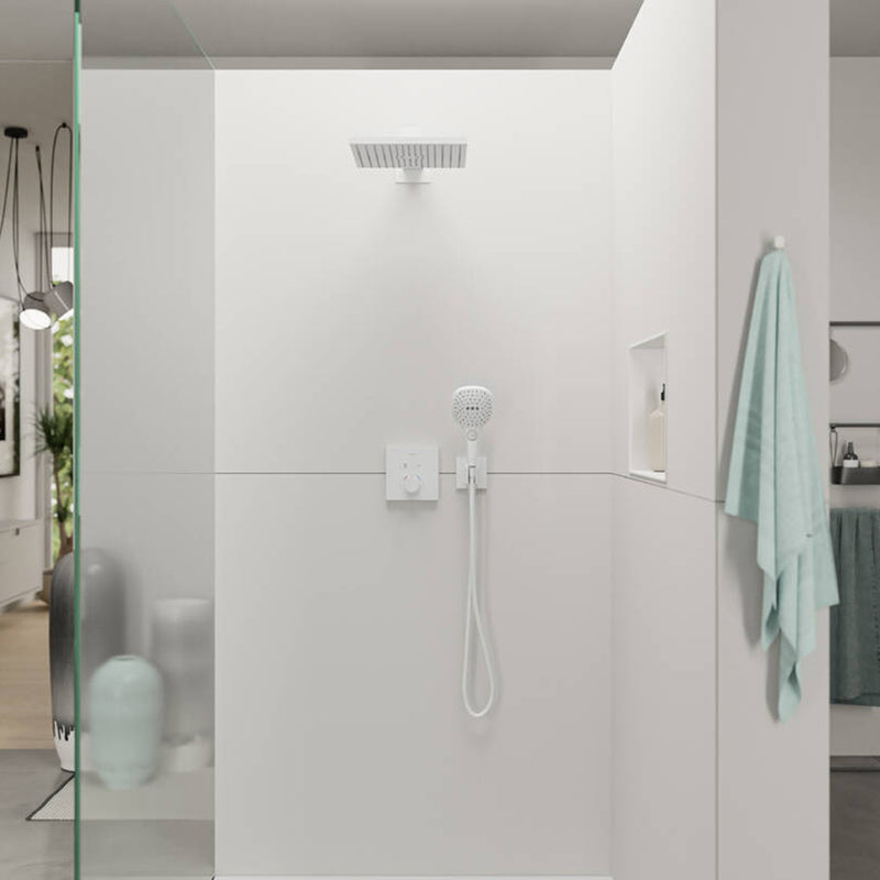 Raindance E 2-Way Thermostatic Trim Complete Shower Set - Wall Mount - 12" Brass/Matt White