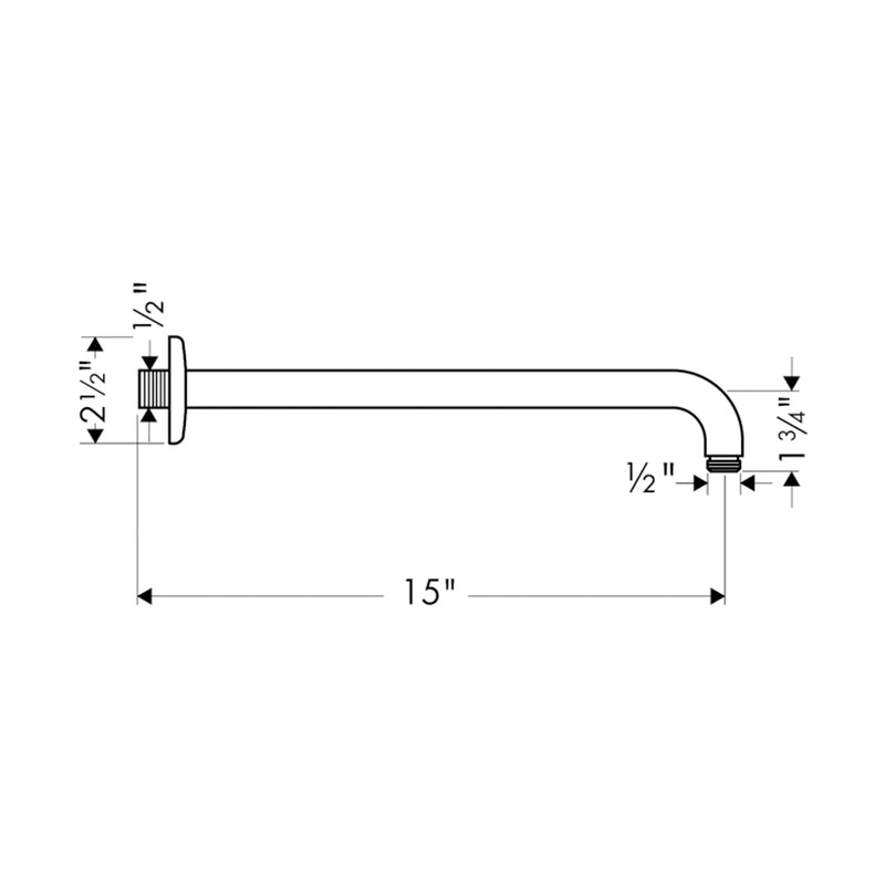 Raindance Shower Arm - Wall Mount - 15" Brass/Oil Rubbed Bronze