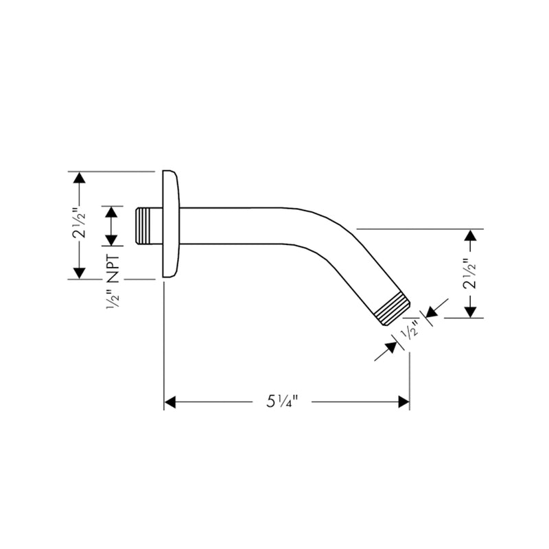 Standard Shower Arm - Wall Mount - 6" Brass/Matt Black