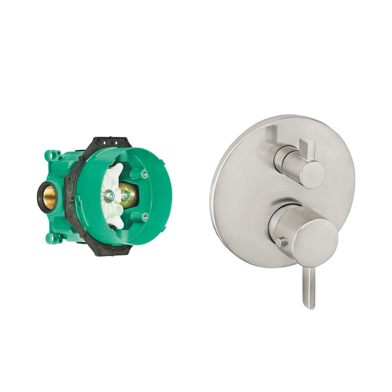 Ecostat 2 Way Thermostatic Trim Shower Mixer - Wall Mount - 7" Brass/Brushed Nickel