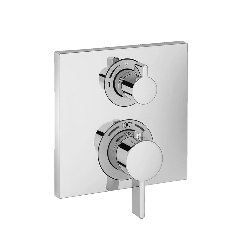 Ecostat Square Thermostatic Trim Shower Mixer - Wall Mount - 7" Brass/Polished Chrome