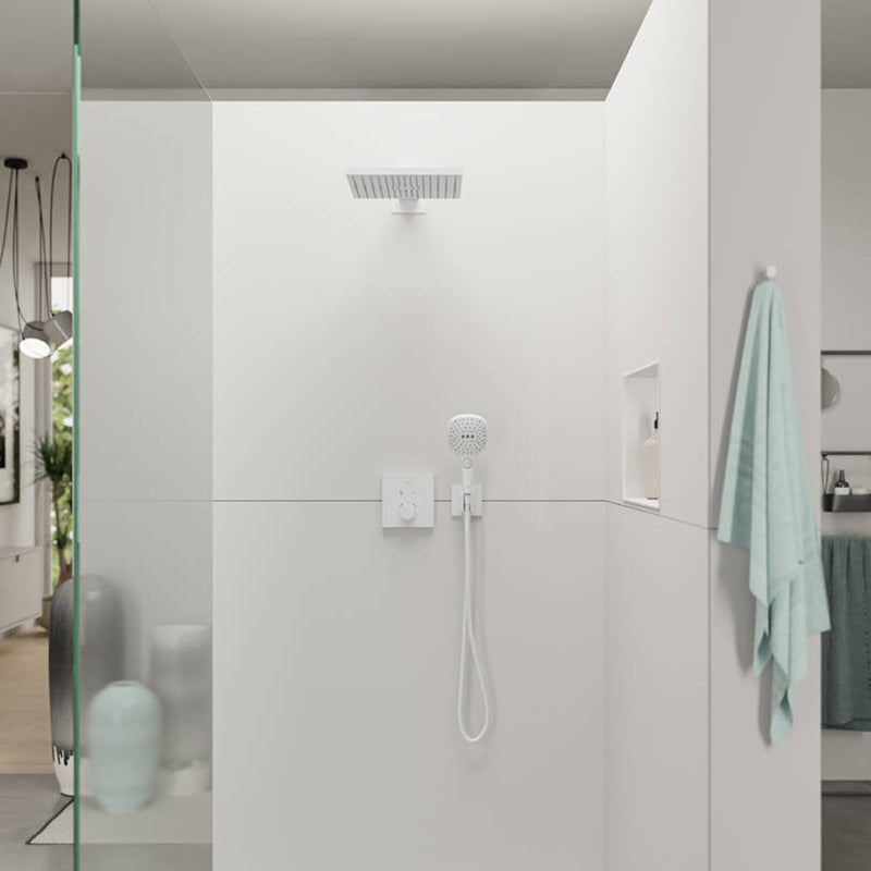 Ibox 1 Way Thermostatic Trim Shower Mixer - Wall Mount - 7" Brass/Matt White