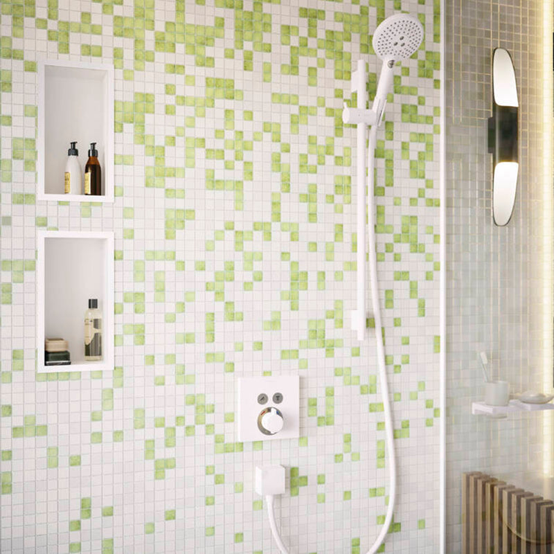 Ibox 1 Way Thermostatic Trim Shower Mixer - Wall Mount - 7" Brass/Matt White