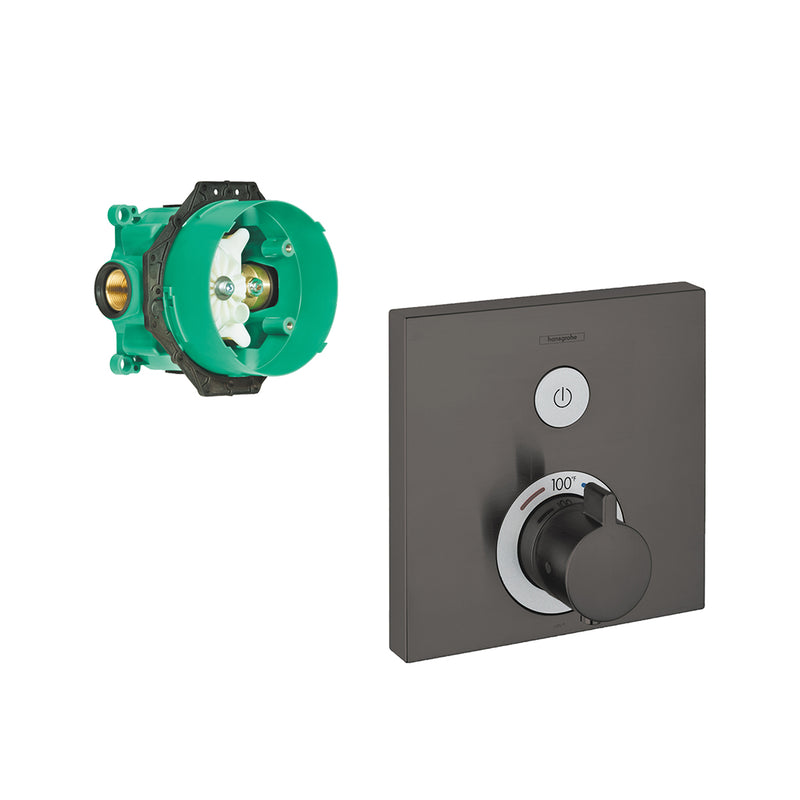 Showerselect 2 Way Thermostatic Trim Shower Mixer - Wall Mount - 7" Brass/Brushed Black Chrome