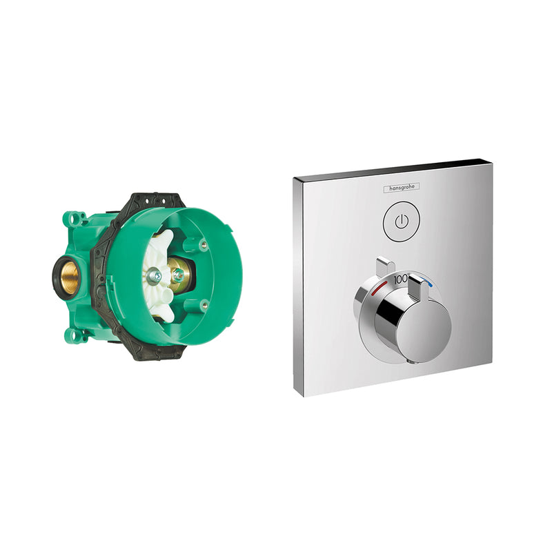 Showerselect 2 Way Thermostatic Trim Shower Mixer - Wall Mount - 7" Brass/Polished Chrome