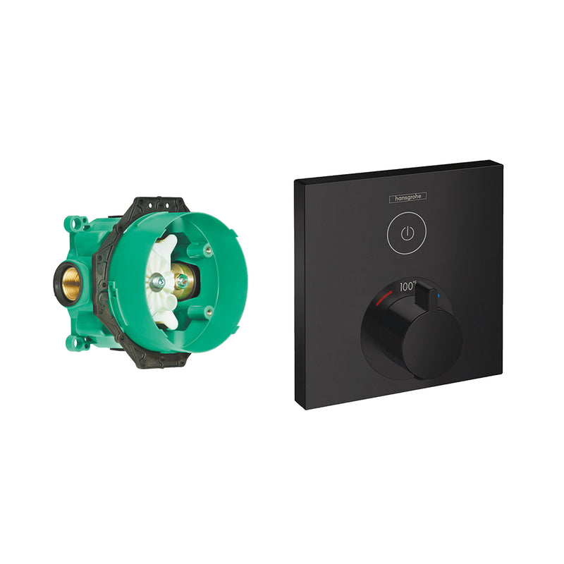 Showerselect 2 Way Thermostatic Trim Shower Mixer - Wall Mount - 7" Brass/Matt Black