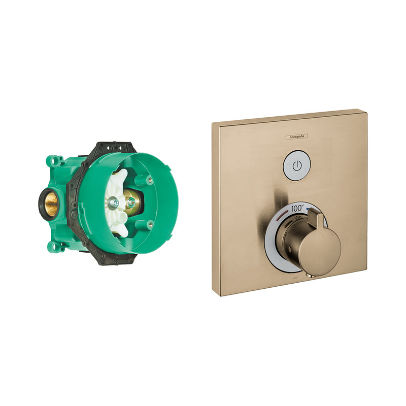 Showerselect 2 Way Thermostatic Trim Shower Mixer - Wall Mount - 7" Brass/Brushed Bronze