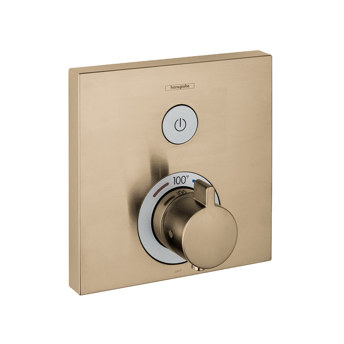 Showerselect 1 Way Thermostatic Trim Shower Mixer - Wall Mount - 7" Brass/Brushed Bronze