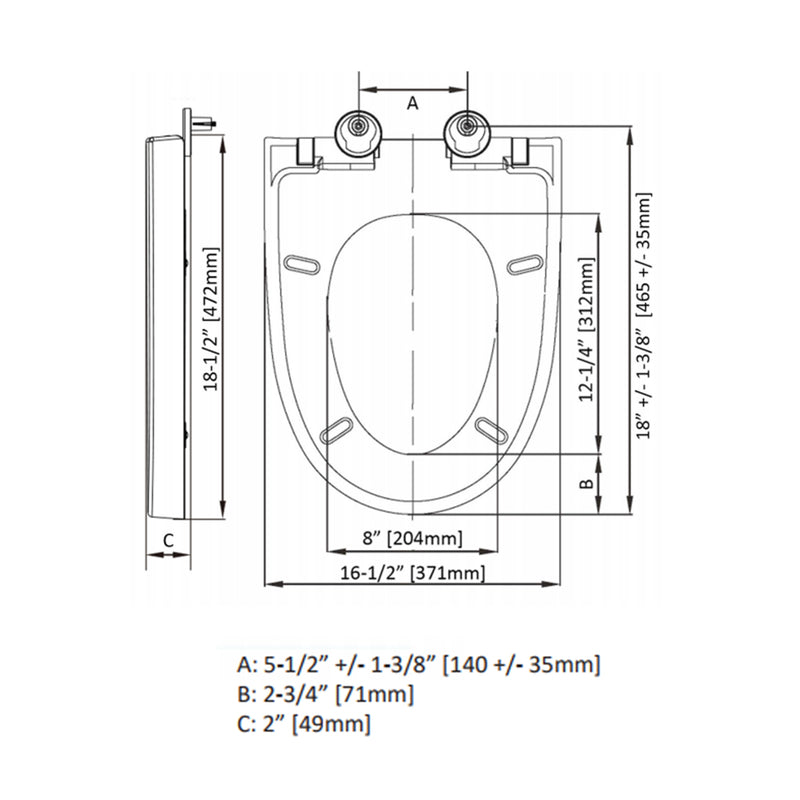 Universal Elongated Silent Close Quick-Release Toilet Seat And Cover - Toilet Mount - 17" Duroplast/Gloss White