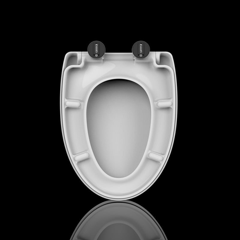 Universal Elongated Silent Close Quick-Release Toilet Seat And Cover - Toilet Mount - 17" Duroplast/Gloss White