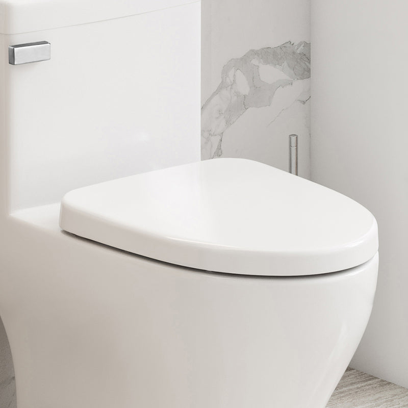 Universal Elongated Silent Close Quick-Release Toilet Seat And Cover - Toilet Mount - 17" Duroplast/Gloss White