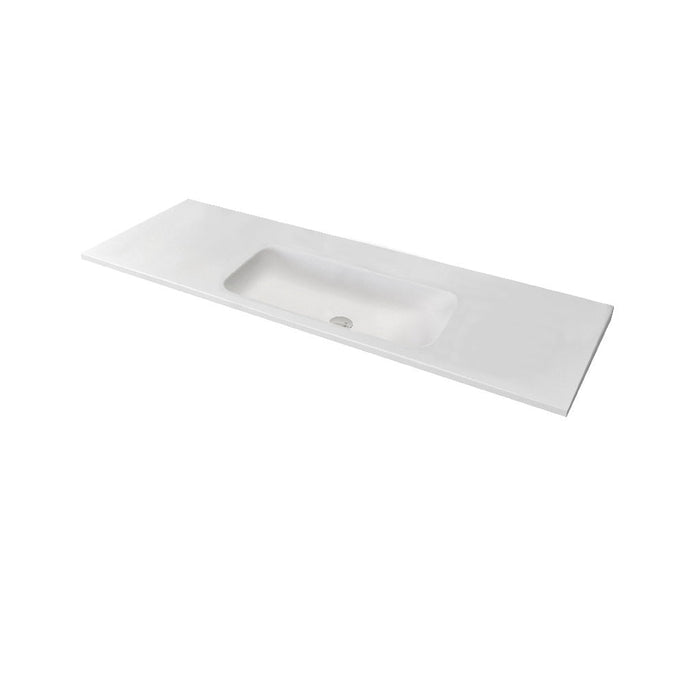 Hermes Center Integrated Vanity Sink - Three Holes - Drop-In - 36" Solid Surface/Matt White