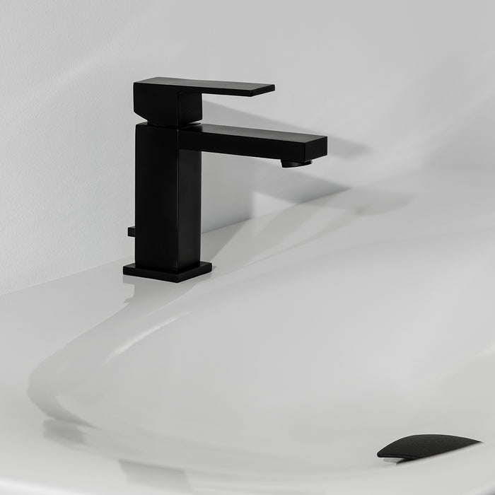 Devon Bathroom Faucet - Single Hole - 6" Brass/Matt Black