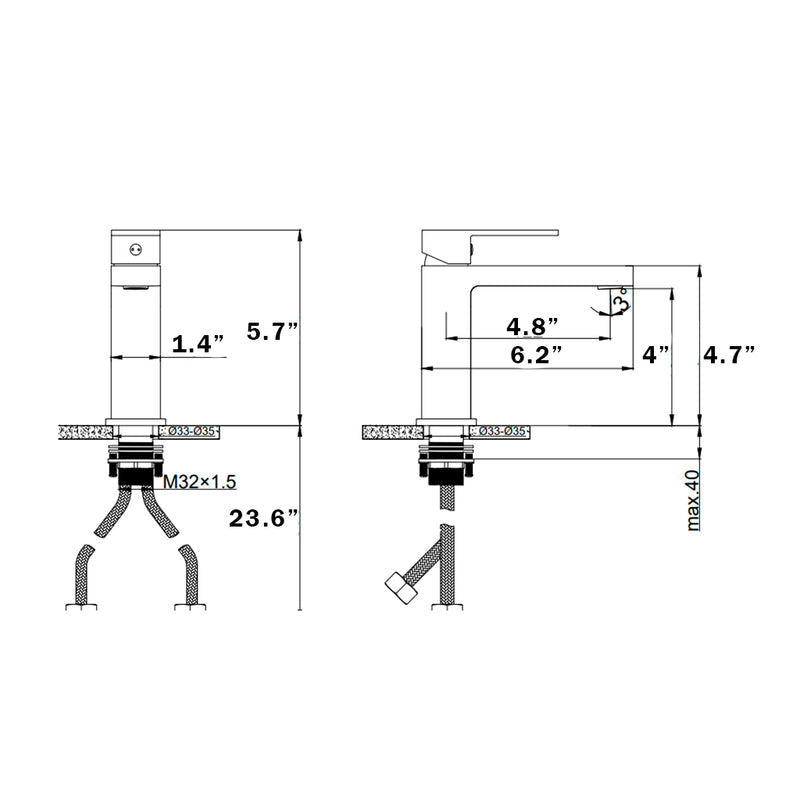 Devon Bathroom Faucet - Single Hole - 6" Brass/Polished Chrome