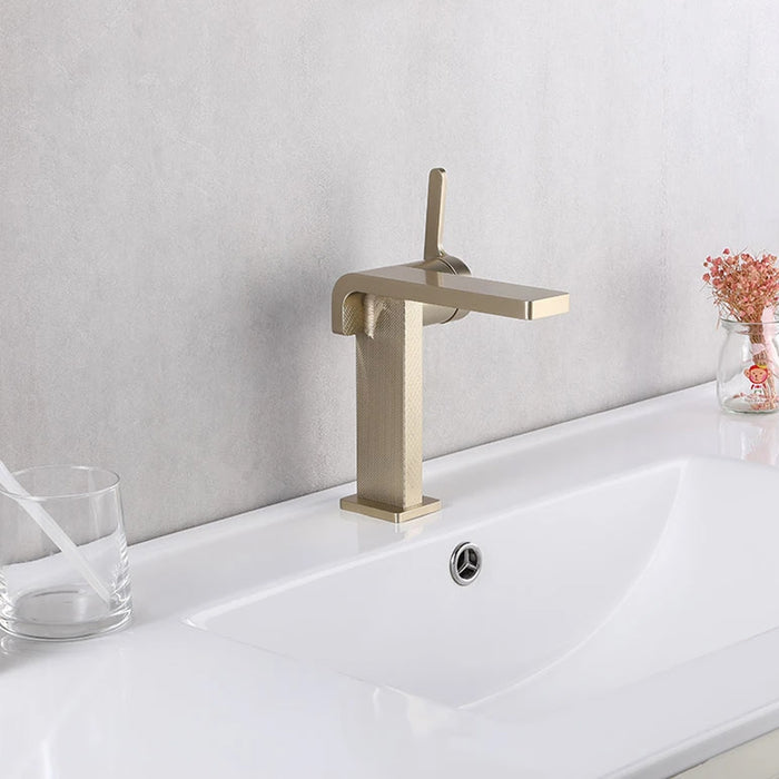 Ultra Thin Bathroom Faucet - Single Hole - 6" Brass/Matt Gold