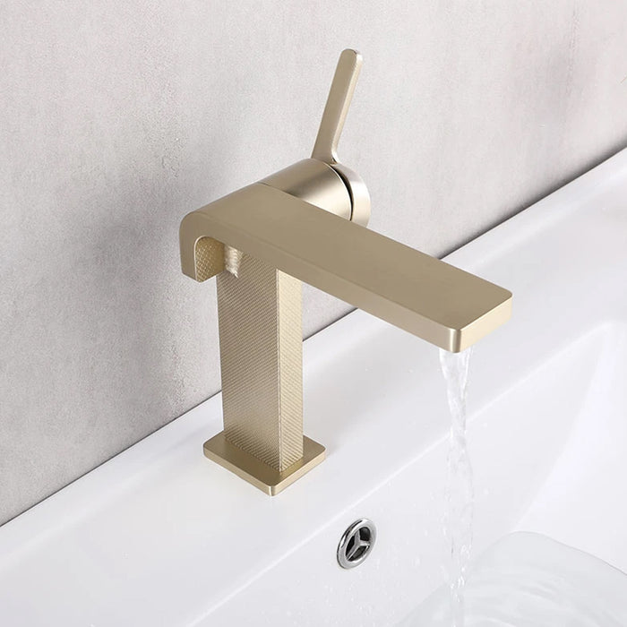 Ultra Thin Bathroom Faucet - Single Hole - 6" Brass/Matt Gold