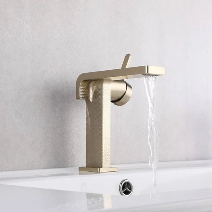 Ultra Thin Bathroom Faucet - Single Hole - 6" Brass/Matt Gold