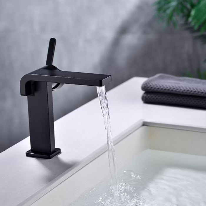 Ultra Thin Bathroom Faucet - Single Hole - 6" Brass/Matt Black