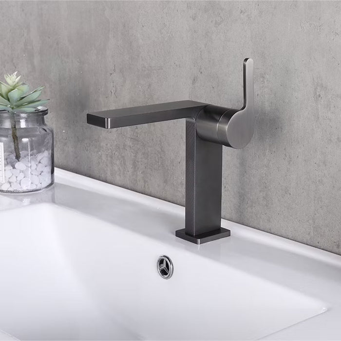 Ultra Thin Bathroom Faucet - Single Hole - 6" Brass/Graphite