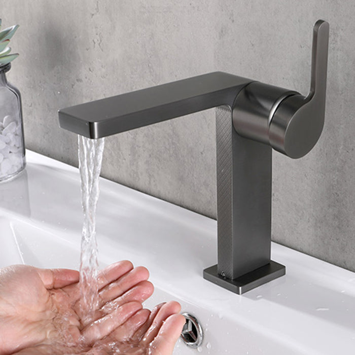 Ultra Thin Bathroom Faucet - Single Hole - 6" Brass/Graphite