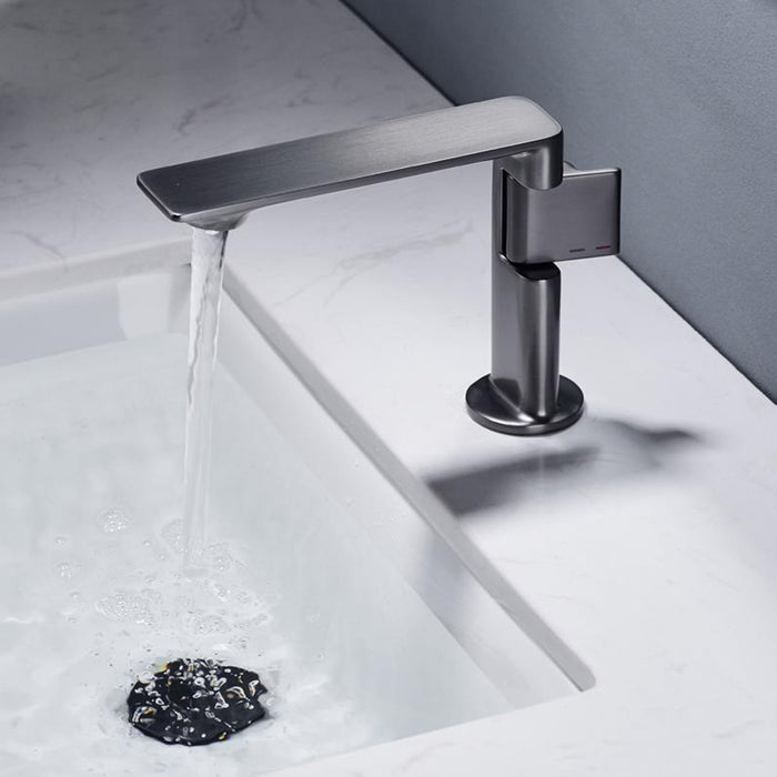 Ultra Modern Bathroom Faucet - Single Hole - 5" Brass/Graphite