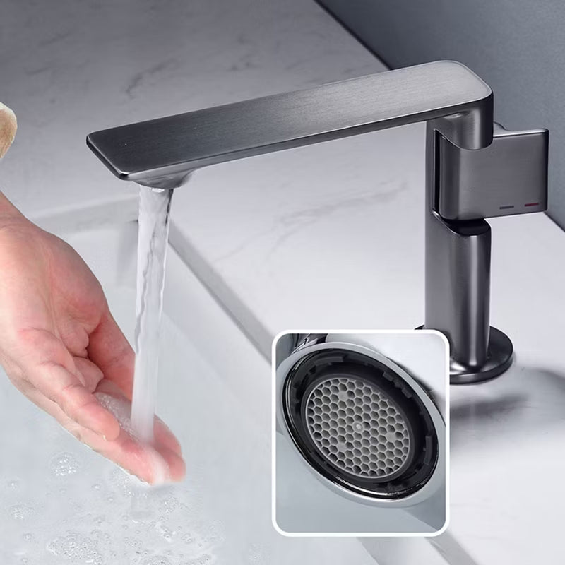 Metro Thin Bathroom Faucet - Single Hole - 5" Brass/Graphite