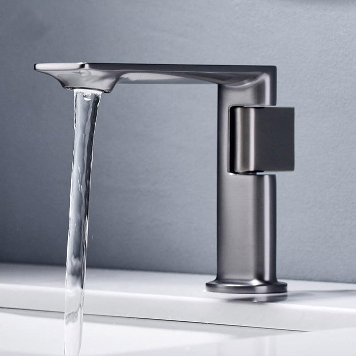 Ultra Modern Bathroom Faucet - Single Hole - 5" Brass/Graphite