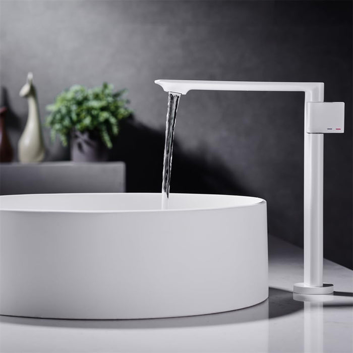 Ultra Modern Vessel Sink Bathroom Faucet - Single Hole - 11" Brass/Matt Black