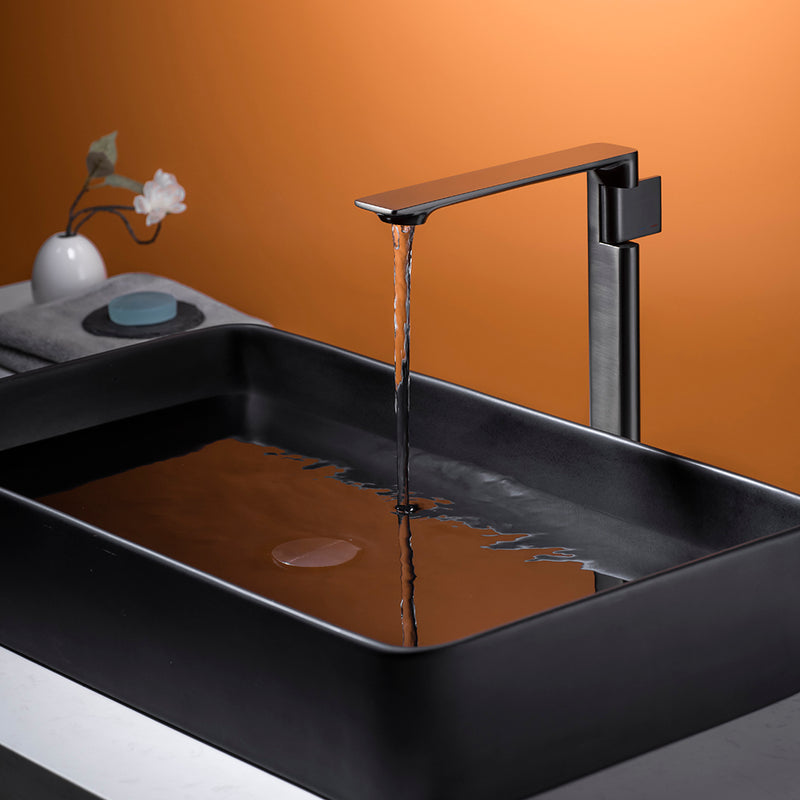Metro Thin Vessel Sink Bathroom Faucet - Single Hole - 11" Brass/Matt Black