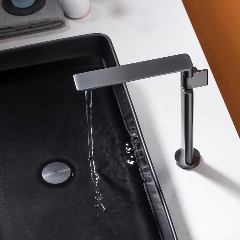 Metro Thin Vessel Sink Bathroom Faucet - Single Hole - 11" Brass/Matt Black