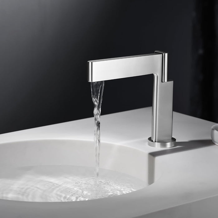 Ultra Thin Bathroom Faucet - Single Hole - 6" Brass/Matt Black