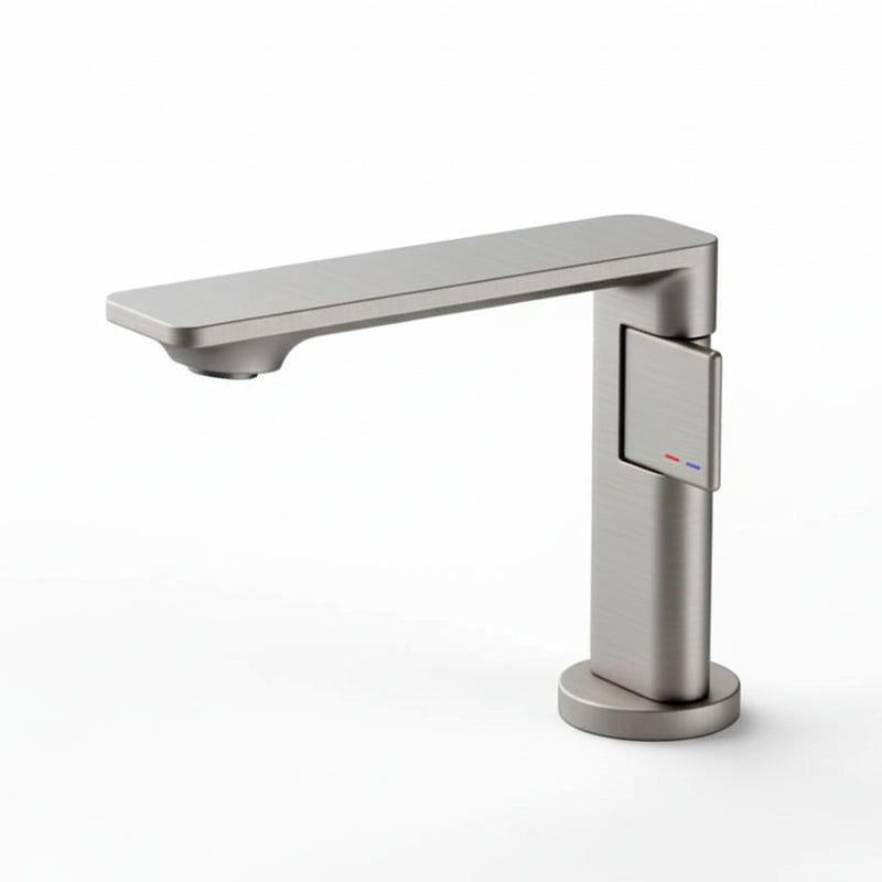 Metro Thin Bathroom Faucet - Single Hole - 5" Brass/Brushed Nickel