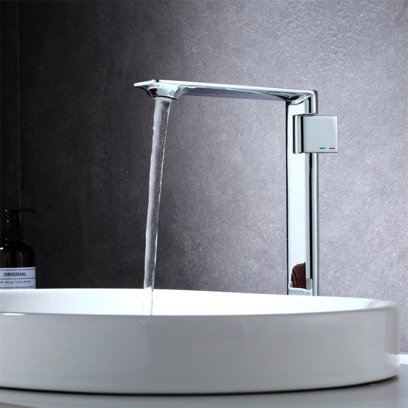 Metro Thin Vessel Sink Bathroom Faucet - Single Hole - 11" Brass/Polished Chrome
