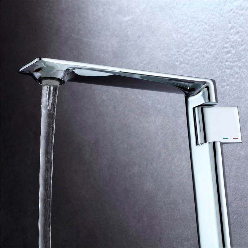 Metro Thin Vessel Sink Bathroom Faucet - Single Hole - 11" Brass/Polished Chrome