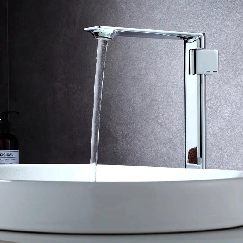 Metro Thin Vessel Sink Bathroom Faucet - Single Hole - 11" Brass/Polished Chrome