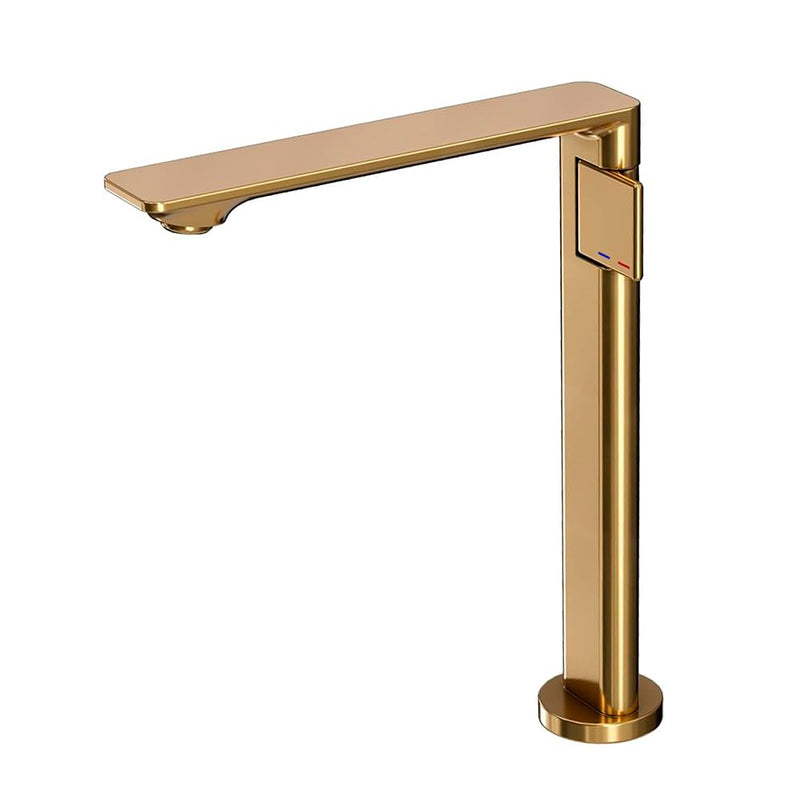 Metro Thin Vessel Sink Bathroom Faucet - Single Hole - 11" Brass/Brushed Gold