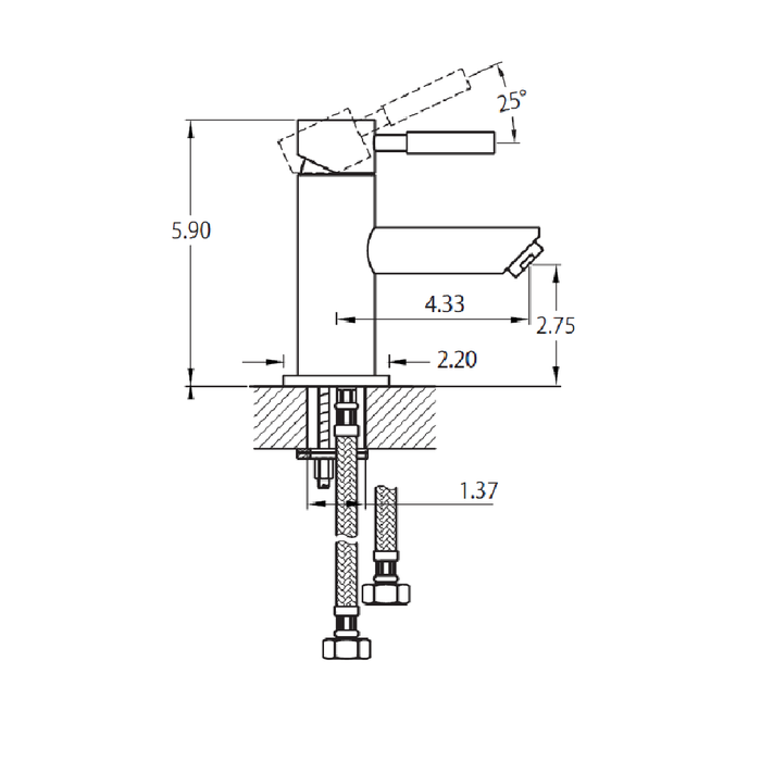 Serie 100 Bathroom Faucet - Single Hole - 6" Brass/Brushed Bronze