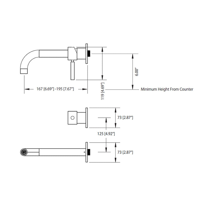 Serie 100 Complete Bathroom Faucet - Single Hole-Wall Mount - 5" Brass/Brushed Bronze