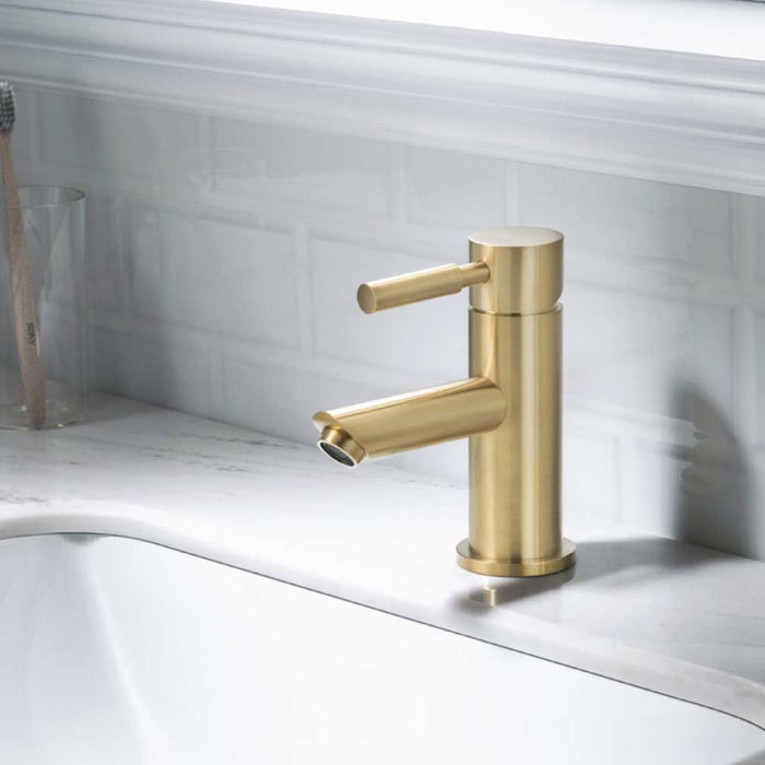 Serie 100 Bathroom Faucet - Single Hole - 6" Brass/Brushed Nickel