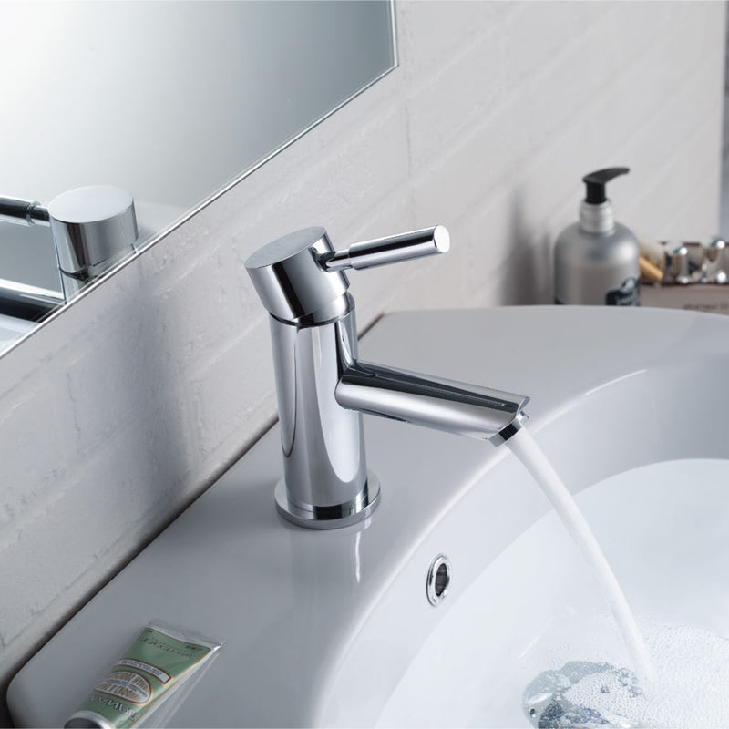 Serie 100 Bathroom Faucet - Single Hole - 6" Brass/Polished Chrome