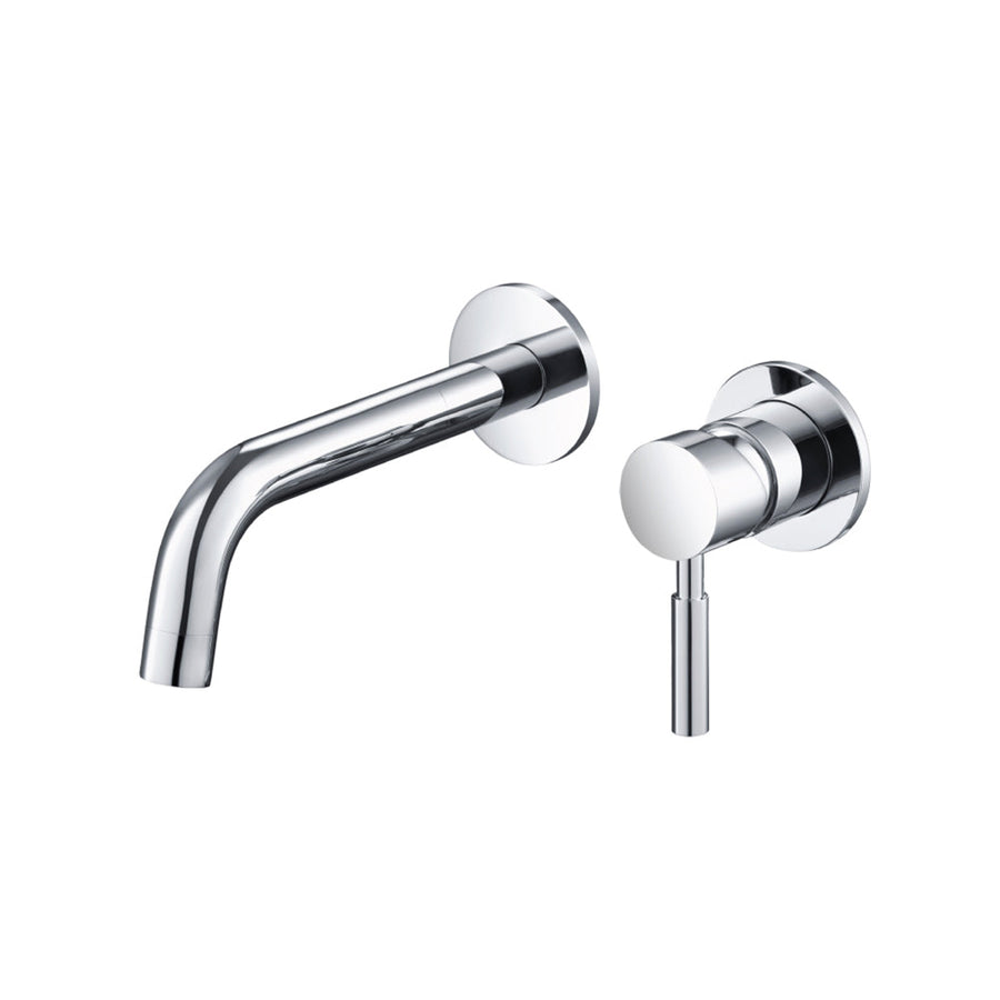 Serie 100 Complete Bathroom Faucet - Single Handle -Wall Mount - 5" Brass/Polished Chrome