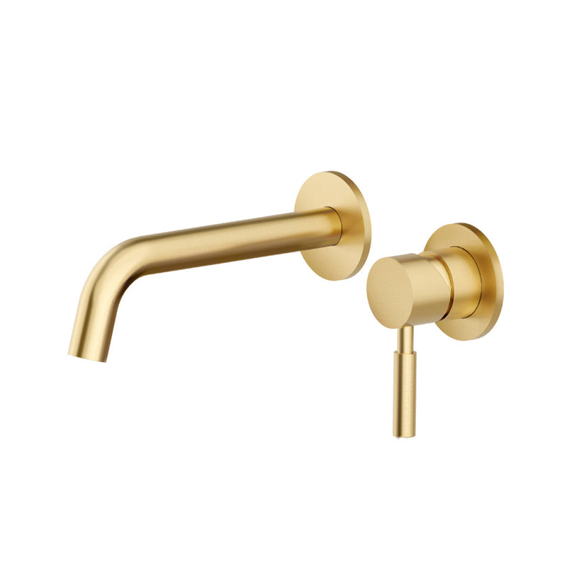 Serie 100 Complete Bathroom Faucet - Single Handle -Wall Mount - 5" Brass/Satin Brass