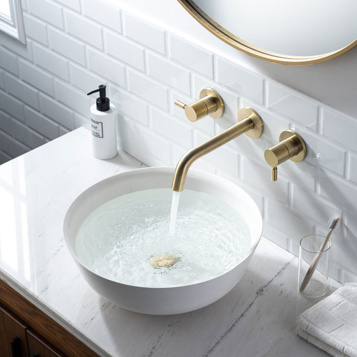 Serie 100 Two Handle Bathroom Faucet - Widespread-Wall Mount - 8" Brass/Matt Black