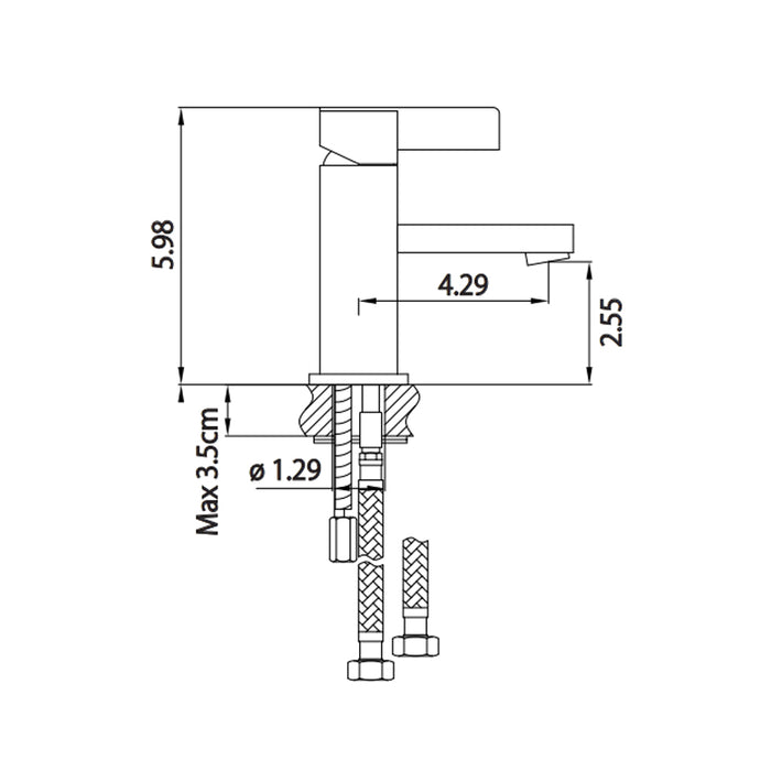 Serie 145 Bathroom Faucet - Single Hole - 6" Brass/Matt Black