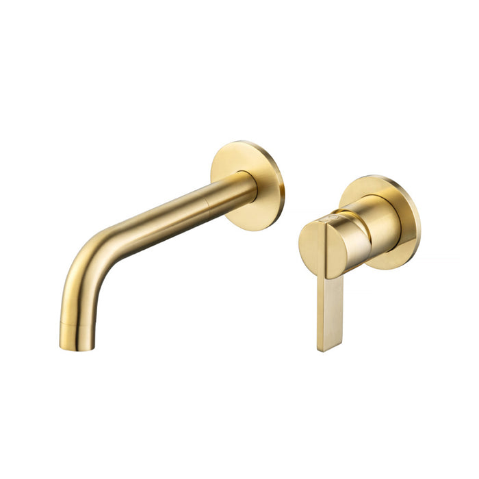 Serie 145 Complete Bathroom Faucet - Single Hole-Wall Mount - 5" Brass/Satin Brass