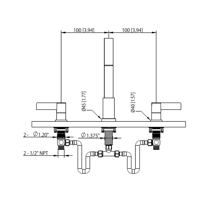 Serie 145 Bathroom Faucet - Widespread - 8" Brass/Matt Black