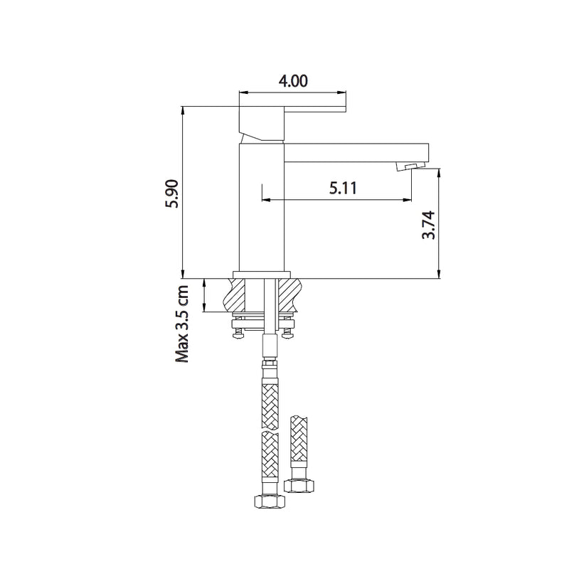 Serie 150 Bathroom Faucet - Single Hole - 6" Brass/Polished Chrome