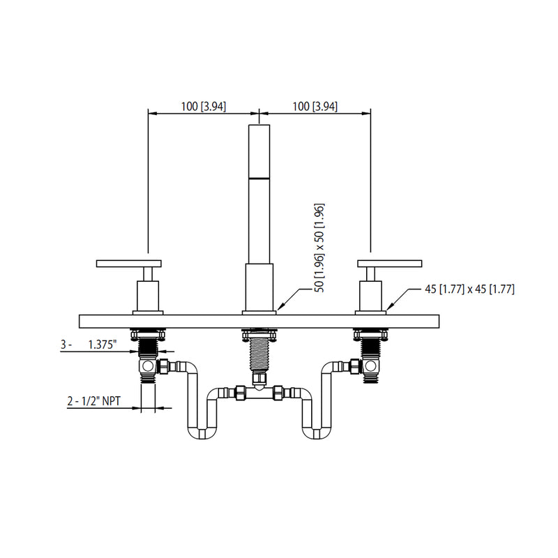 Serie 150 Bathroom Faucet - Widespread - 8" Brass/Polished Chrome