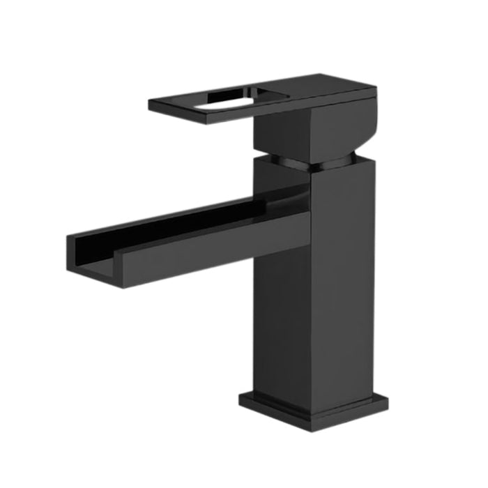 Serie 160 Waterfall Bathroom Faucet - Single Hole - 6" Brass/Matt Black