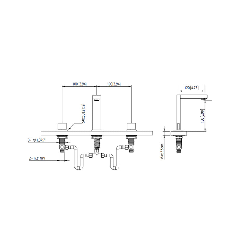 Serie 160 Bathroom Faucet - Widespread - 8" Brass/Polished Nickel